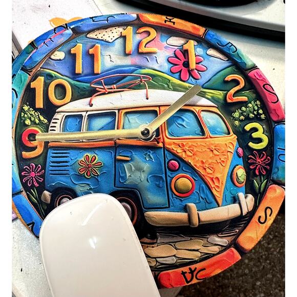 Mouse Pad VW Bus Hippe Boho Retro Computer Desk Non-Slip 8x8 - Picture 4 of 8